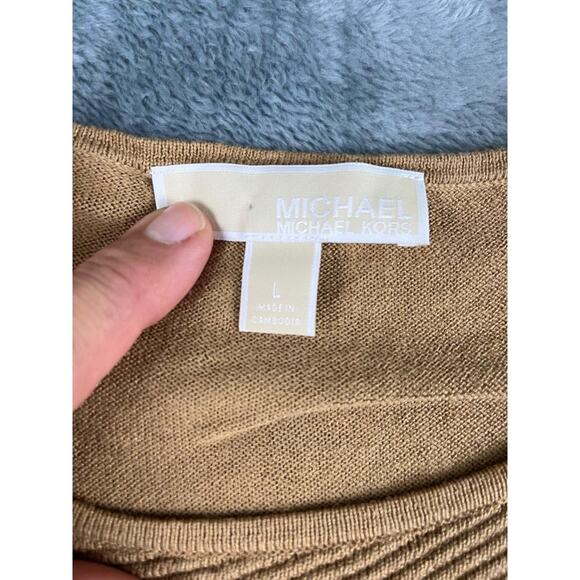 Michael Kors Women's Brown Textured Knit Long Sleeve Sweater Top Size L - Picture 3 of 9